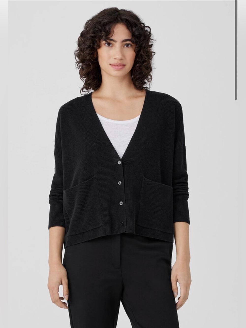 Eileen Fisher Organic Linen/Organic Cotton Blend V-Neck Cardigan , Medium